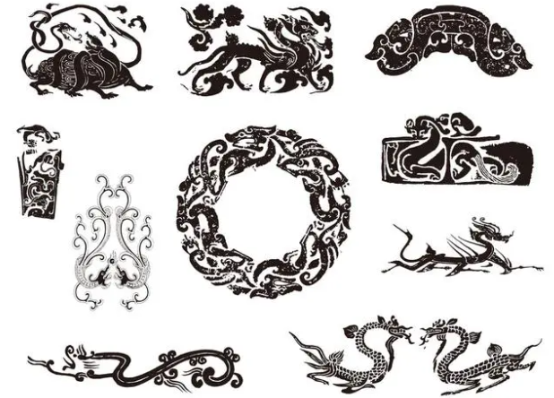 卢氏龙纹和凤纹的中式图案
